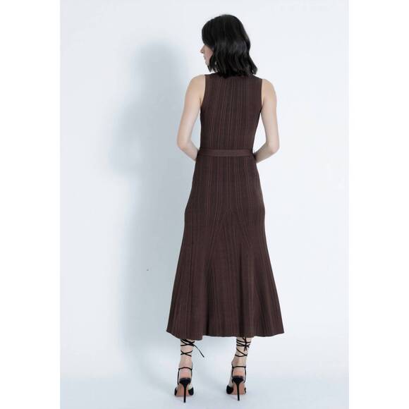 NEW KARINA GRIMALDI valeria knit maxi dress in chocolate brown - Picture 2 of 3